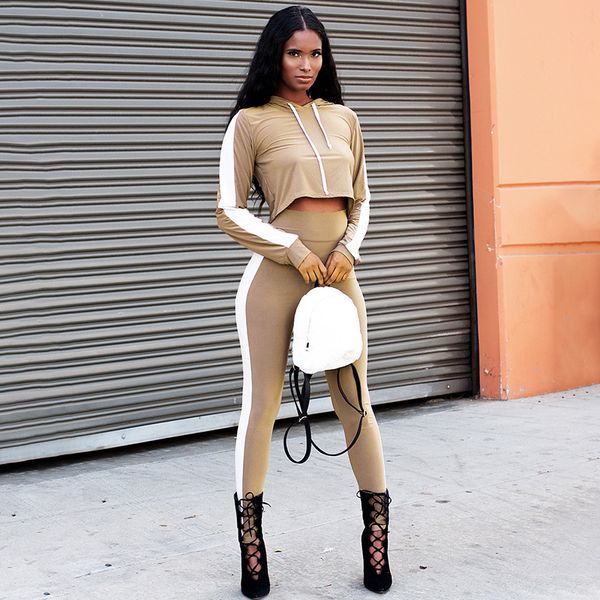 2018 autumn women two piece sets midriff hoodies solid panelled color long pants skinny slim suits hs002036, White
2018 autumn women two piece sets midriff hoodies solid panelled color long pants skinny slim suits hs002036, White