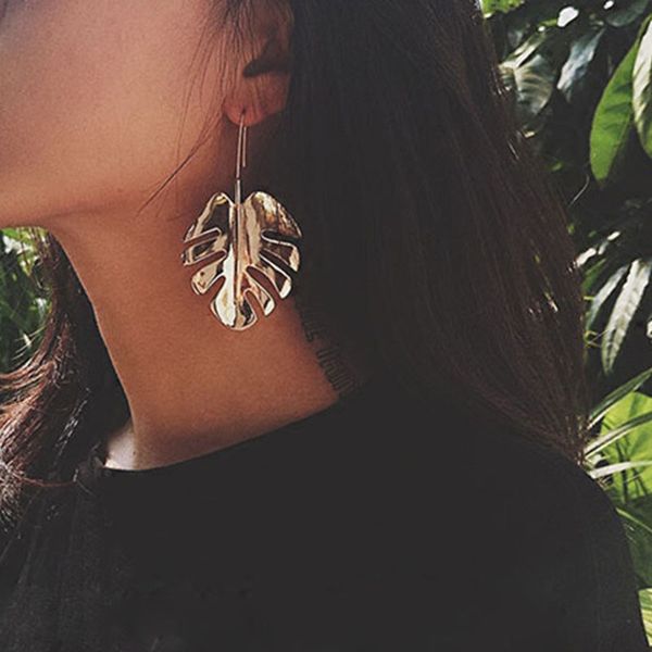 givvllry vintage banana leaf drop earrings for women creative geometric gold color metal monstera leaf earrings fashion jewelry, Silver 
givvllry vintage banana leaf drop earrings for women creative geometric gold color metal monstera leaf earrings fashion jewelry, Silver