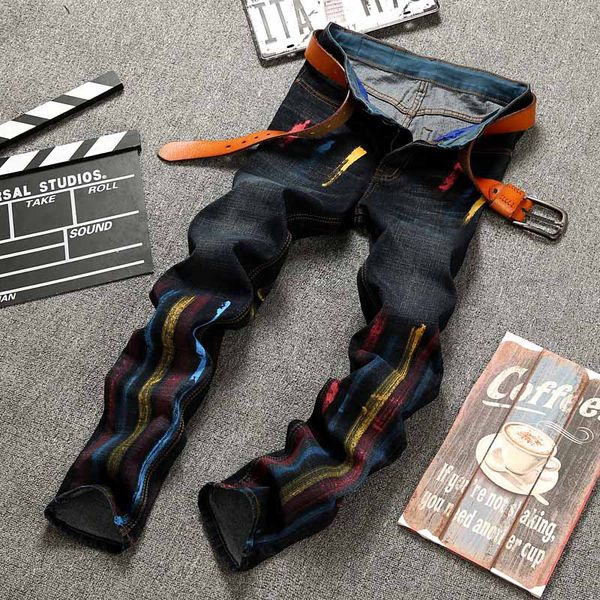 2018 fashion casual hip hop men's jeans stretch hand painted ink paint slim straight jeans hip hop dance pantalon jean homme, Blue
2018 fashion casual hip hop men's jeans stretch hand painted ink paint slim straight jeans hip hop dance pantalon jean homme, Blue