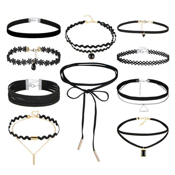 10 pcs/set new gothic tattoo leather choker necklaces set for women hollow out black lace necklace dropshipping ju13, Golden;silver
10 pcs/set new gothic tattoo leather choker necklaces set for women hollow out black lace necklace dropshipping ju13, Golden;silver