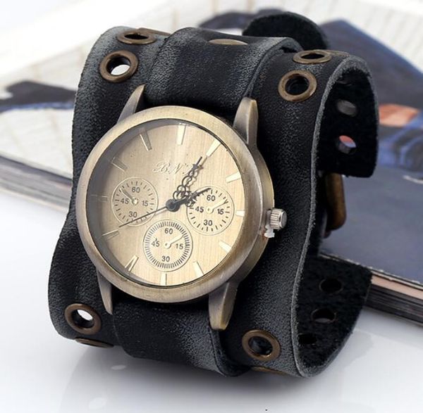 fashion punk men quartz watches genuine leather designer retro personality watch steampunk wristwatch gifts for male, Slivery;brown
fashion punk men quartz watches genuine leather designer retro personality watch steampunk wristwatch gifts for male, Slivery;brown