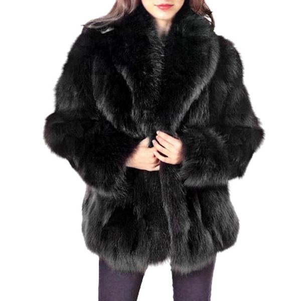 2018 new winter coat women faux fur coat plus size women stand collar long sleeve faux fur jacket gilet fourrure, Black
2018 new winter coat women faux fur coat plus size women stand collar long sleeve faux fur jacket gilet fourrure, Black