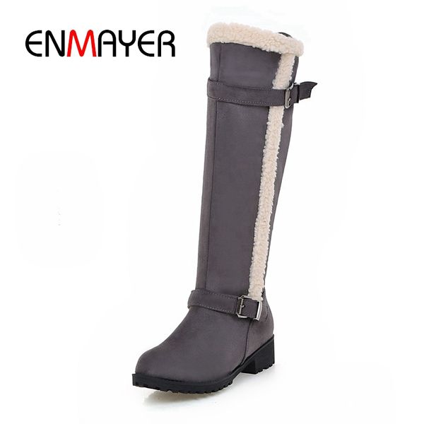 enmayer new fashion women flock round toe square heel buckle slip-on boots lady solid knee high boots zyl704, Black
enmayer new fashion women flock round toe square heel buckle slip-on boots lady solid knee high boots zyl704, Black