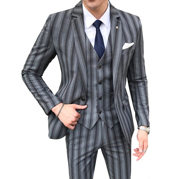 2018 mens clothing luxury wedding suit (jacket+vest+trousers) korean style slim fit male business casual wedding striped suit, White;black
2018 mens clothing luxury wedding suit (jacket+vest+trousers) korean style slim fit male business casual wedding striped suit, White;black