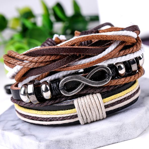 spinner fashion 4pcs 1 set punk genuine wrap geometry leather bracelets men for women cuff vintage jewelry accessories, Golden;silver
spinner fashion 4pcs 1 set punk genuine wrap geometry leather bracelets men for women cuff vintage jewelry accessories, Golden;silver