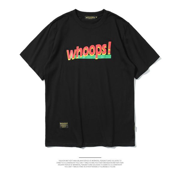 high street mens solid color casual whoops letters printed tees male summer crew neck tshirts ing, White;black
high street mens solid color casual whoops letters printed tees male summer crew neck tshirts ing, White;black
