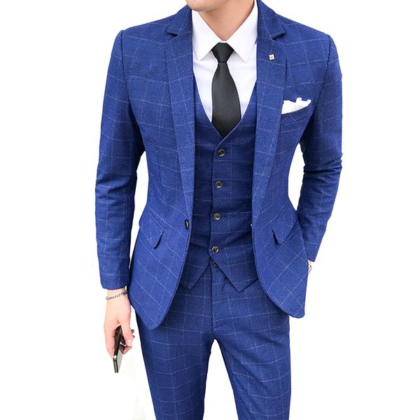 men autumn and winter new suits korean style plaid business casual male clothing single-breasted wedding 3 piece suit s-5xl, White;black
men autumn and winter new suits korean style plaid business casual male clothing single-breasted wedding 3 piece suit s-5xl, White;black