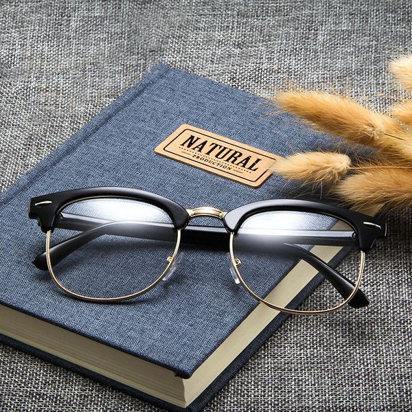 fashion retro half-frame glasses frame men women optical glasses with clear glass transparent computer frame, Silver
fashion retro half-frame glasses frame men women optical glasses with clear glass transparent computer frame, Silver
