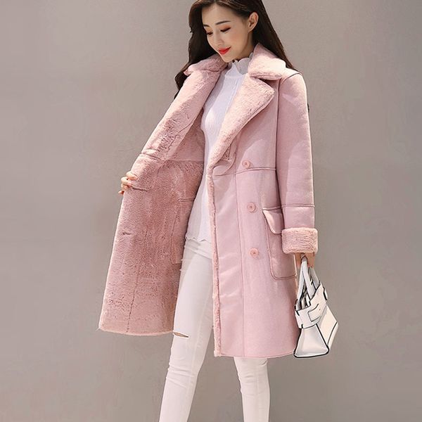 new winter women suede fur coats long double breasted trench coats female thick jackets ladies faux sheepskin windbreakers s18101102, Black
new winter women suede fur coats long double breasted trench coats female thick jackets ladies faux sheepskin windbreakers s18101102, Black