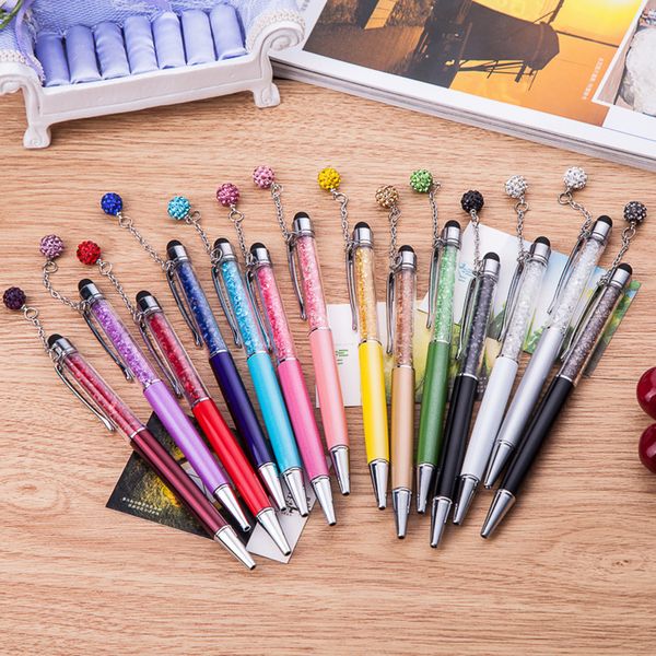 100 Pcs Colorful Stylus Crystal Diamond Rainbow Ballpoint Pen Stationery Office School Ballpen Novelty Gift Can Customize