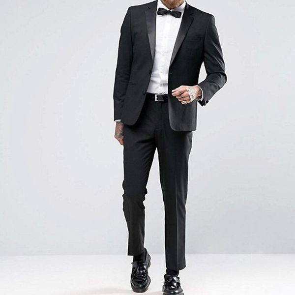 two piece black groom tuxedos for wedding groomsmen wear notched lapel trim fit business evening men suits jacket pants 2018, Black;gray
two piece black groom tuxedos for wedding groomsmen wear notched lapel trim fit business evening men suits jacket pants 2018, Black;gray