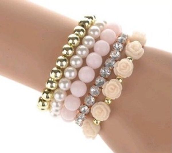 trendy stretch rope bracelet set multi layer bangle rose charm beading korean style elastic bangle bracelets, Golden;silver
trendy stretch rope bracelet set multi layer bangle rose charm beading korean style elastic bangle bracelets, Golden;silver