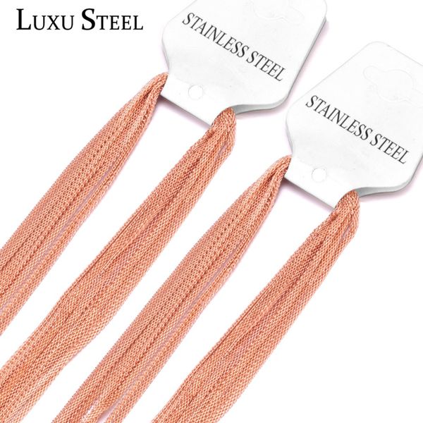 

LUXUSTEEL Цепочки из черного / розового золота, нержавеющая сталь, ширина 2 мм, длина 45/50/55/60 см, модное колье, ожерелье для женщин / мужчин