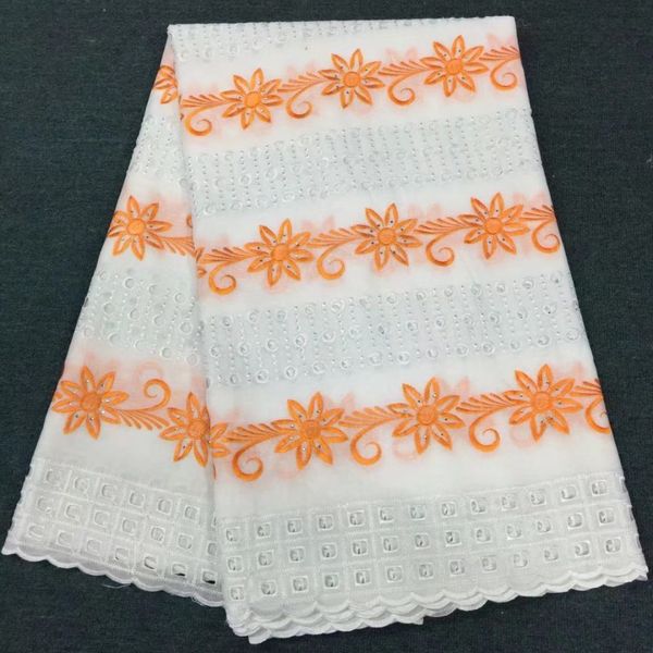 5yards/pc white african cotton fabric with orange embroidery swiss voile lace for clothes bc30-4
5yards/pc white african cotton fabric with orange embroidery swiss voile lace for clothes bc30-4