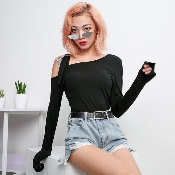 women autumn fashion t shirts black one shoulder slim hollow out skinny hoodies t0732m06, White
women autumn fashion t shirts black one shoulder slim hollow out skinny hoodies t0732m06, White