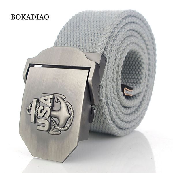 

bokadiao men&women canvas belt luxury us navy metal buckle jeans belt army tactical belts for men waistband strap male, Black;brown