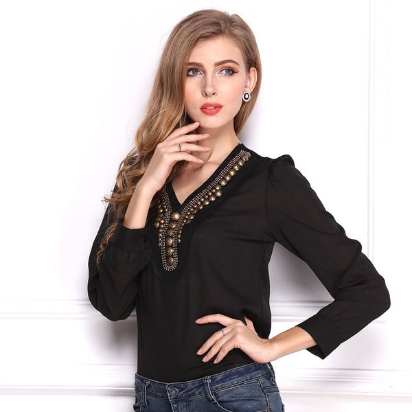 spring shirt v-neck solid color fashion vintage copper long-sleeve chiffon blouses shirt women plus size s-2xl, White
spring shirt v-neck solid color fashion vintage copper long-sleeve chiffon blouses shirt women plus size s-2xl, White