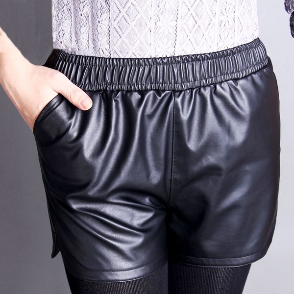 women leather short lady girl pu summer shorts mini capris girl faux leather short with pocket, White;black
women leather short lady girl pu summer shorts mini capris girl faux leather short with pocket, White;black