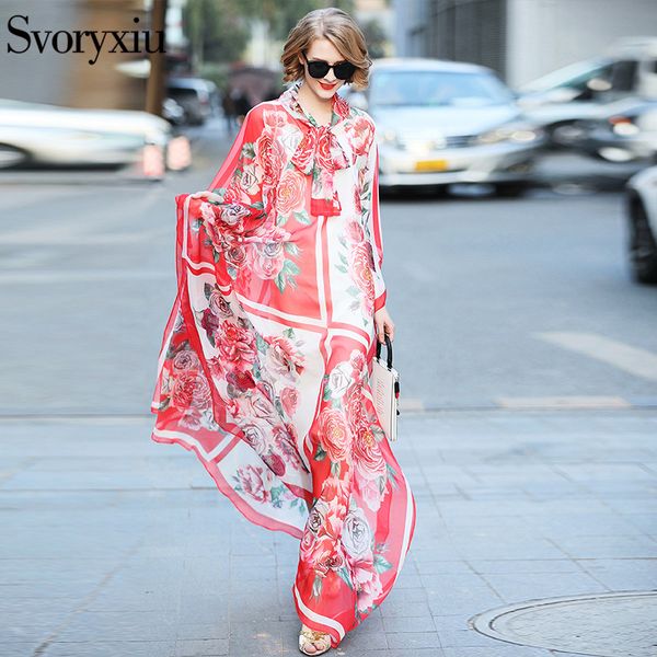 svoryxiu 2018 runway custom summer maxi long dress women's batwing sleeve rose floral print loose long robe female vestidos, White;black
svoryxiu 2018 runway custom summer maxi long dress women's batwing sleeve rose floral print loose long robe female vestidos, White;black