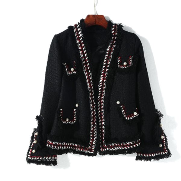 european new office lady metal double breasted shaggy short suits female pearl embellishment fashion winter formal blazer coats, White;black
european new office lady metal double breasted shaggy short suits female pearl embellishment fashion winter formal blazer coats, White;black