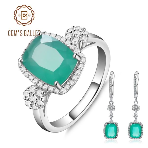 gem's ballet natural green agate jewelry set solid 925 sterling silver gemstone earrings ring set for women fine jewelry, Black
gem's ballet natural green agate jewelry set solid 925 sterling silver gemstone earrings ring set for women fine jewelry, Black