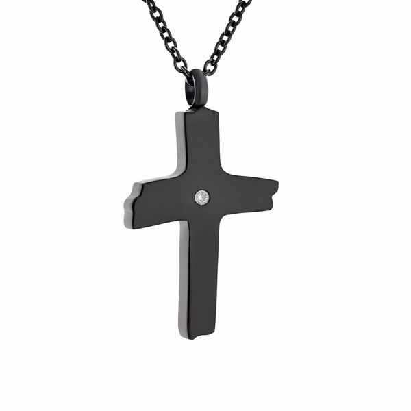 ijd9848 stainless steel black inlay crystal cross pendant souvenir memorial for ashes urn cremation fashion jewelry gift, Silver
ijd9848 stainless steel black inlay crystal cross pendant souvenir memorial for ashes urn cremation fashion jewelry gift, Silver