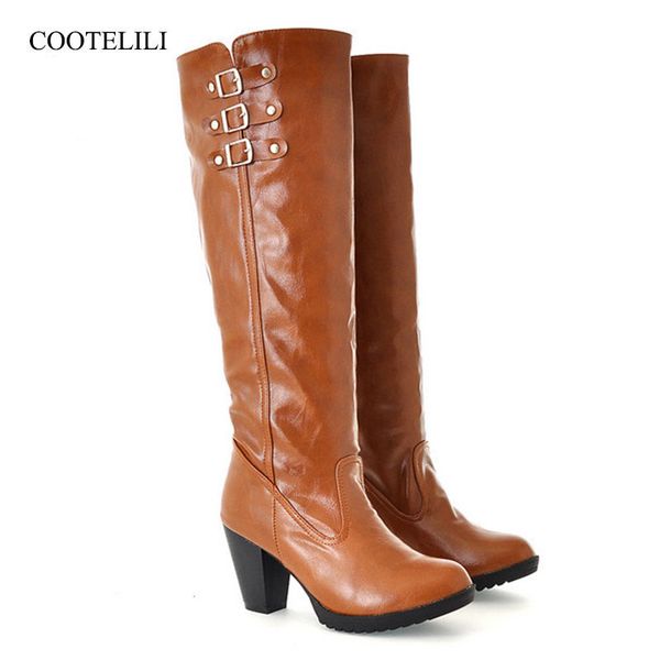 cootelili plus size knee high boots autumn winter pu leather shoes women rivet high heels boots wedges pumps white black 34-43
cootelili plus size knee high boots autumn winter pu leather shoes women rivet high heels boots wedges pumps white black 34-43