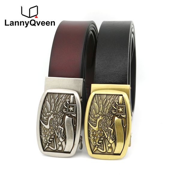 lannyqveen new genuine leather retro design belt men's automatic buckle belt pure cowhide belts for men, Black;brown
lannyqveen new genuine leather retro design belt men's automatic buckle belt pure cowhide belts for men, Black;brown