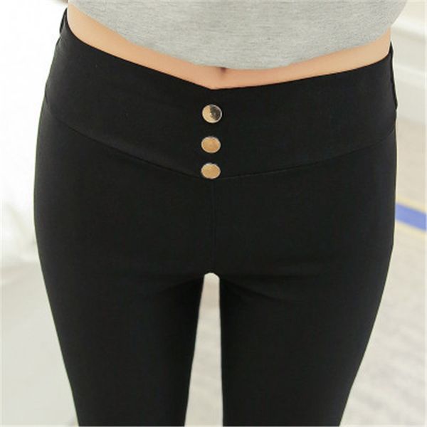 women elastic pants spring autumn europe russia trend girls slim high waist long casual trousers black knit cottons metal button sequins, Black;white
women elastic pants spring autumn europe russia trend girls slim high waist long casual trousers black knit cottons metal button sequins, Black;white