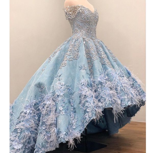 gorgeous light-sky-blue evening dresses off shoulder luxury beads 3d floral appliques lace ball gown party dress glamorous feather prom dres, Black
gorgeous light-sky-blue evening dresses off shoulder luxury beads 3d floral appliques lace ball gown party dress glamorous feather prom dres, Black