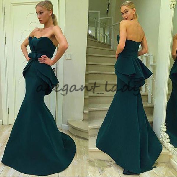 hunter green 2018 arabic evening dresses mnm couture sweetheart mermaid satin peplum evening prom gowns, Black
hunter green 2018 arabic evening dresses mnm couture sweetheart mermaid satin peplum evening prom gowns, Black