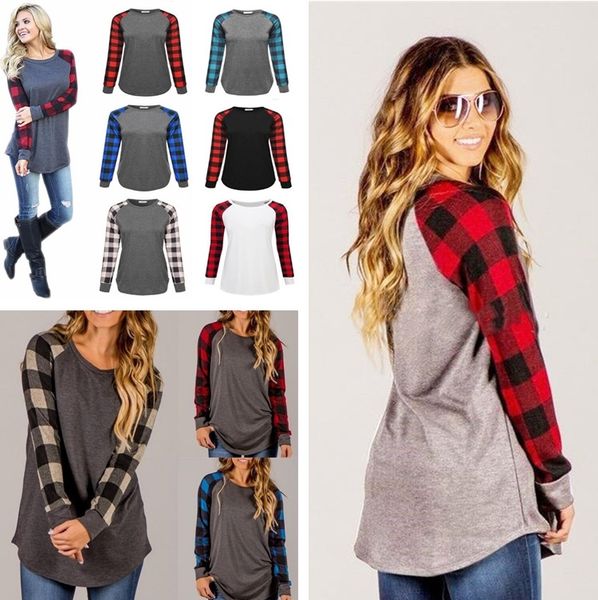 spring and autumn new long-sleeved round neck lattice sleeve stitching women's fashion t-shirt 13color home clothing bab66, Blue;gray
spring and autumn new long-sleeved round neck lattice sleeve stitching women's fashion t-shirt 13color home clothing bab66, Blue;gray