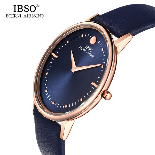 

ibso 2017 mens watches brand 7.5mm ultra-thin genuine leather strap quartz watch men fashion wristwatches relogio masculino, Slivery;brown
