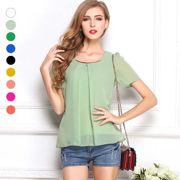 newly summer women shirts chiffon short sleeve blouse pleated tee loose loose casual, White
newly summer women shirts chiffon short sleeve blouse pleated tee loose loose casual, White