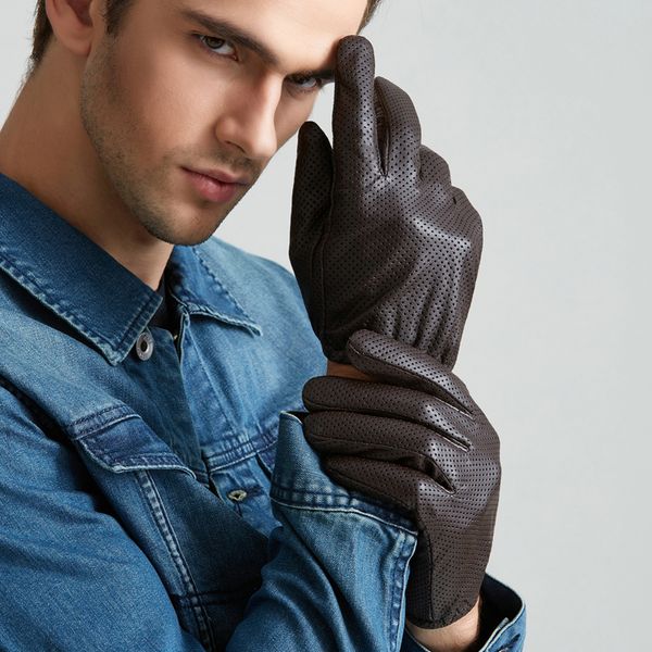 men genuine leather gloves touch perforated thin section sheepskin driving gloves wrist winter male leather, Blue;gray
men genuine leather gloves touch perforated thin section sheepskin driving gloves wrist winter male leather, Blue;gray
