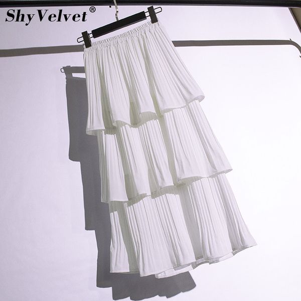 white black chiffon pleated layered skirt elastic waist long cake skirts female ruffles faldas
white black chiffon pleated layered skirt elastic waist long cake skirts female ruffles faldas