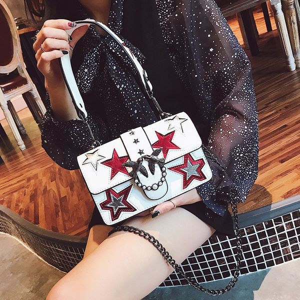 Fashion Swallow Stars Decoration Lady Bags Two Strap Women Shoulder Bags Chain Pearl Locks Messenger Bag Handbag Flap Purse
Fashion Swallow Stars Decoration Lady Bags Two Strap Women Shoulder Bags Chain Pearl Locks Messenger Bag Handbag Flap Purse