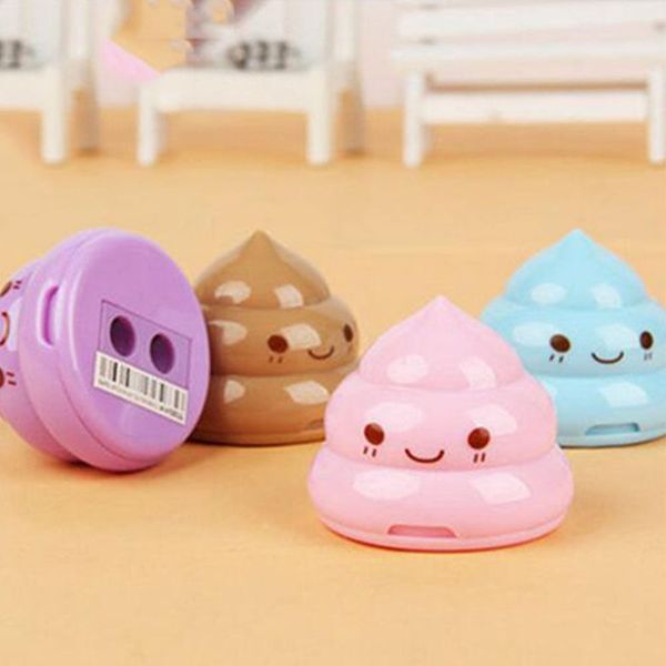Cute Mini Shit Shape Pencil Sharpener Novelty Cutter Knife Double Ofifice Pole Piece Promotional Originality Gift Stationery