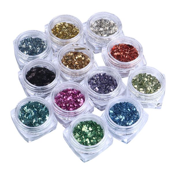 12 color/set glass nail art decorations fragment shape nail art decoration manicure nails accessoires, Silver;gold
12 color/set glass nail art decorations fragment shape nail art decoration manicure nails accessoires, Silver;gold