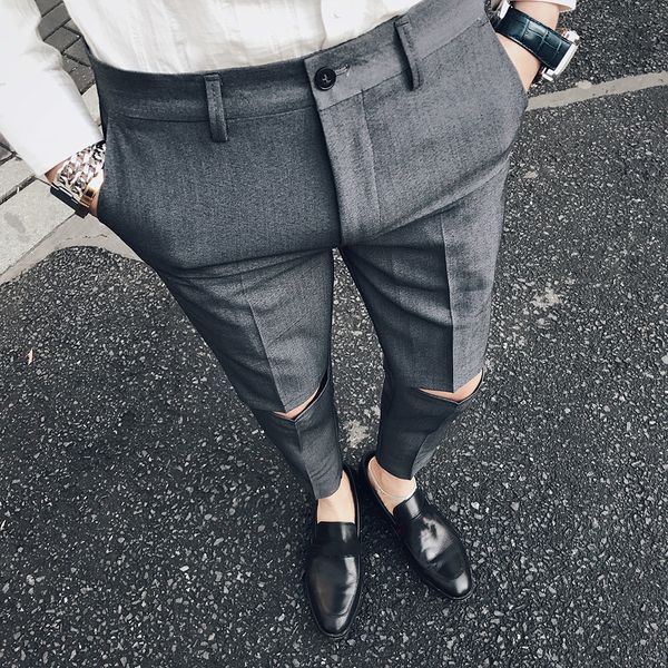 ripped solid pant slim fit men dress pant office trousers men pantalon homme slim formal broken trousers for man, Black
ripped solid pant slim fit men dress pant office trousers men pantalon homme slim formal broken trousers for man, Black