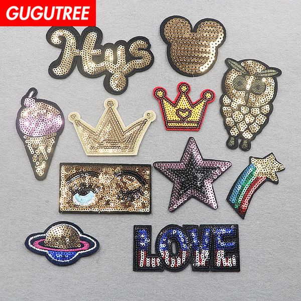 gugutree sequins embroidery patches cartoon patches badges applique patches for clothing sp-91, Black
gugutree sequins embroidery patches cartoon patches badges applique patches for clothing sp-91, Black