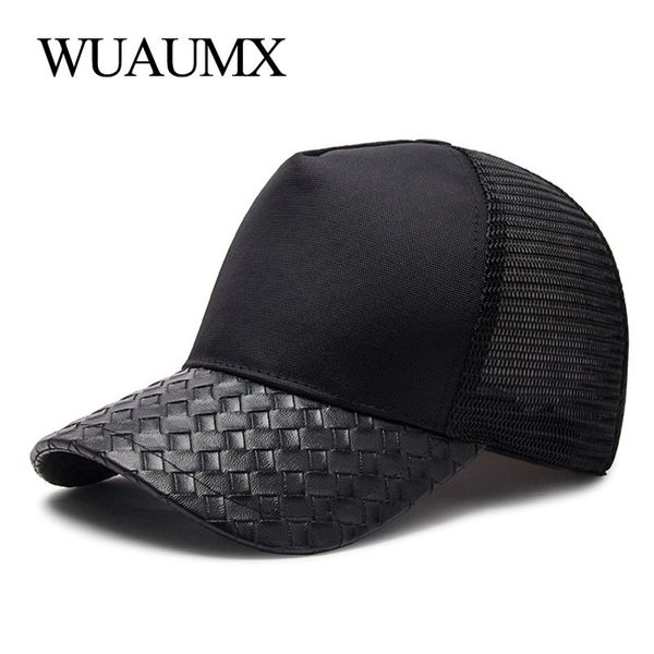 wuaumx casual pu brim baseball cap for men faux leather women's caps with mesh visor breathable net cap snapback casquette, Blue;gray
wuaumx casual pu brim baseball cap for men faux leather women's caps with mesh visor breathable net cap snapback casquette, Blue;gray
