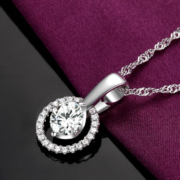 solid sterling silvernecklace women's full diamond pendant simple short fashion collar chain accessories, Silver
solid sterling silvernecklace women's full diamond pendant simple short fashion collar chain accessories, Silver