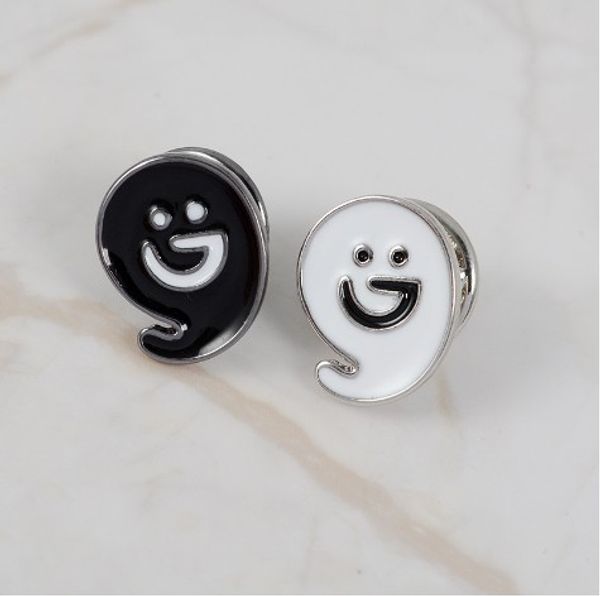 

emoji brooch pins jewelry metal black white painting great gift idea smile face pin brooches, Gray