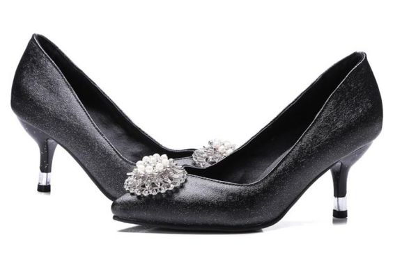 send 2018 spring new style high heel pointed end fine heel shallow mouth water drill women's single shoes, Black
send 2018 spring new style high heel pointed end fine heel shallow mouth water drill women's single shoes, Black