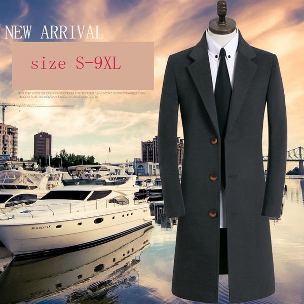 new fashion luxuty men 70%wool cashmere coat fashion windbreaker long single breasted casual thick super large 9xl, Black
new fashion luxuty men 70%wool cashmere coat fashion windbreaker long single breasted casual thick super large 9xl, Black