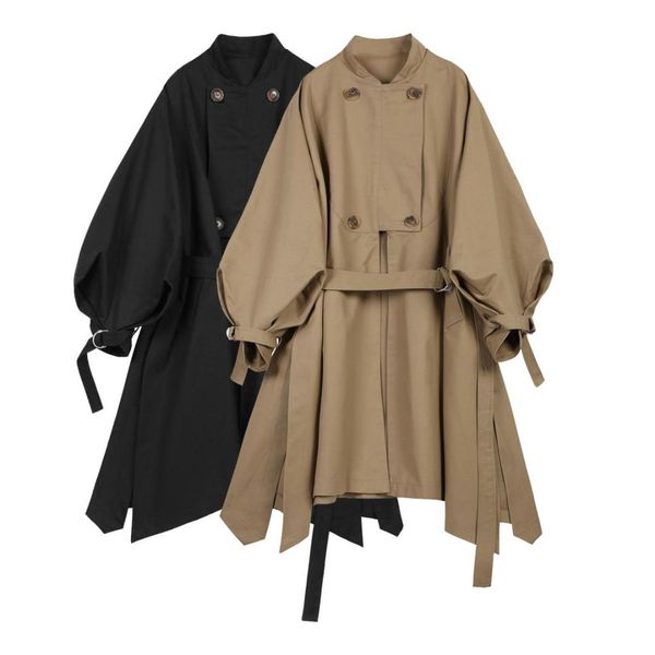 womens trench coats lantern sleeve irregular hem cotton windbreakers long sleeved lace up long female overcoat autumn q553, Tan;black
womens trench coats lantern sleeve irregular hem cotton windbreakers long sleeved lace up long female overcoat autumn q553, Tan;black