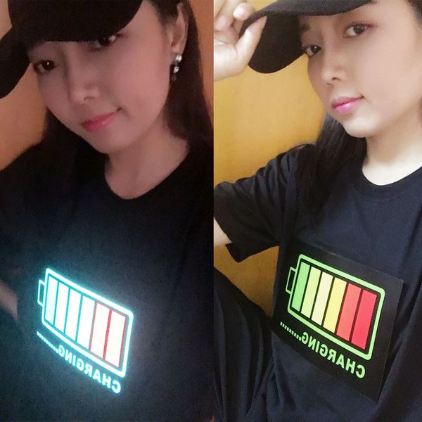led t-shirt men women costume party cool tees black o-neck light up and down flash equalizer el, White;black
led t-shirt men women costume party cool tees black o-neck light up and down flash equalizer el, White;black