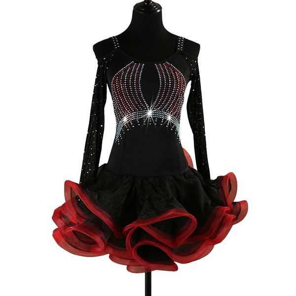 latin dance dress women latin dance competition dresses flapper dress samba d0468 fluffy sheer hem net long sleeve rhinestones, Black;red
latin dance dress women latin dance competition dresses flapper dress samba d0468 fluffy sheer hem net long sleeve rhinestones, Black;red