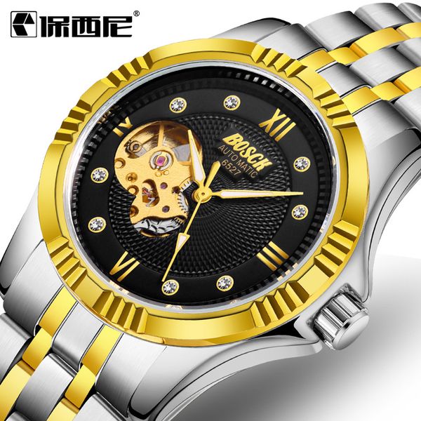 bosck mechanical watches men skeleton gold watch automatic mechanical mens watches waterproof self-winding clock stainless steel, Slivery;brown
bosck mechanical watches men skeleton gold watch automatic mechanical mens watches waterproof self-winding clock stainless steel, Slivery;brown